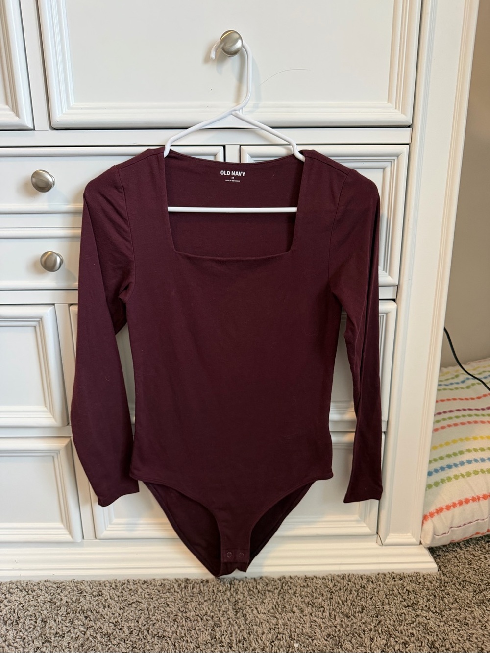Old Navy Women's Square Neck Long Sleeve Bodysuit - Wine
